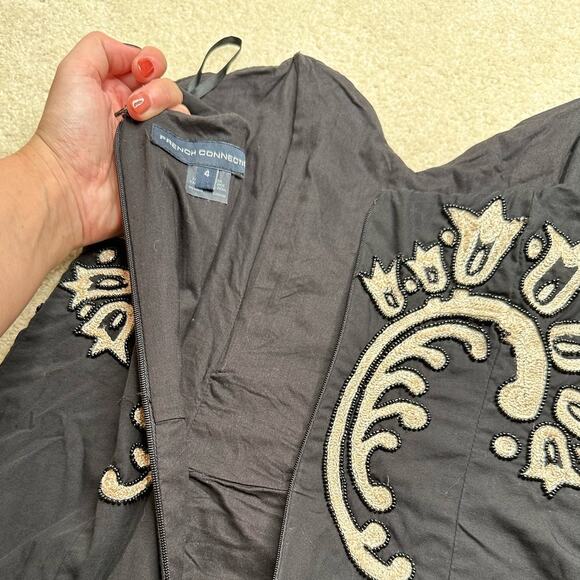 French Connection: UK Delicious Demask Dress Black Beaded Strapless Mini Dress - Picture 14 of 15